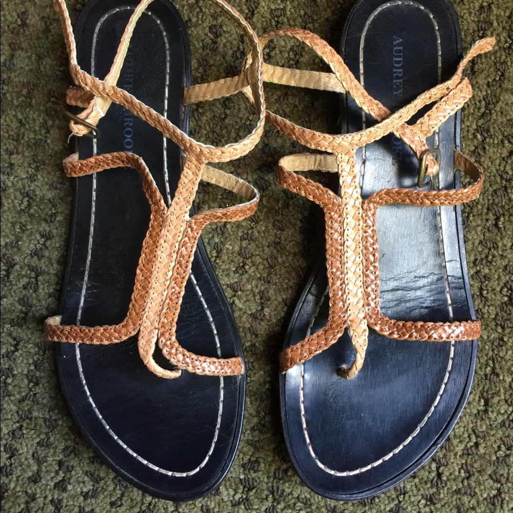 Audrey Brooke leather strap sandals